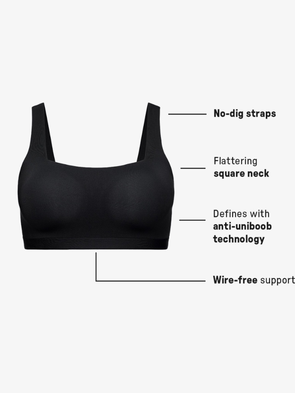 Yitty Ultra Lift Square Neck Sports Bra LARGE Black EUC - Picture 6 of 13